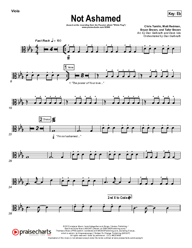 Not Ashamed Viola (Passion / Kristian Stanfill)