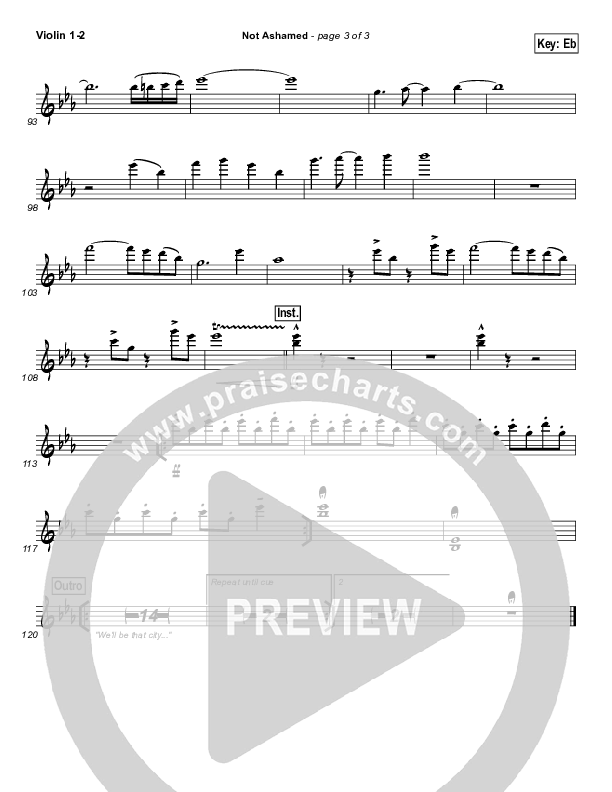 Not Ashamed Violin 1/2 (Passion / Kristian Stanfill)