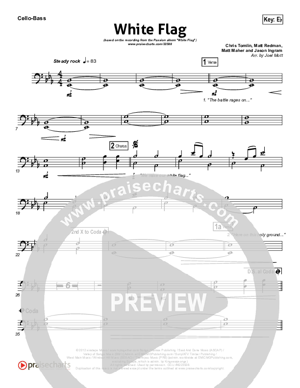 White Flag Cello/Bass (Chris Tomlin / Passion)