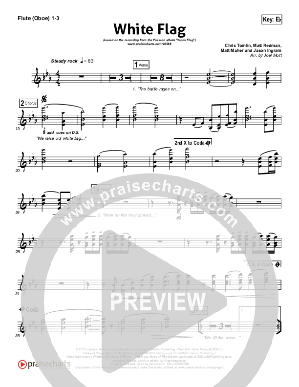 White Flag Flute/Oboe 1/2/3 (Chris Tomlin / Passion)
