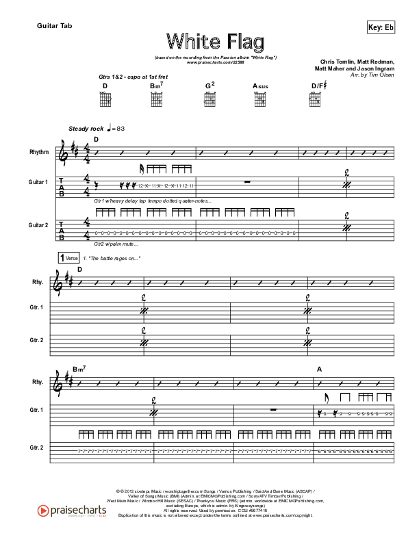 White Flag Guitar Tab (Chris Tomlin / Passion)
