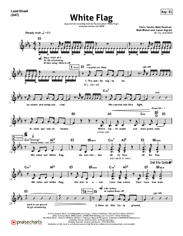 White Flag Lead Sheet (SAT) (Chris Tomlin / Passion)