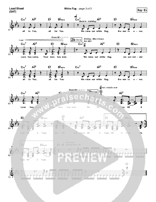 White Flag Lead Sheet (SAT) (Chris Tomlin / Passion)