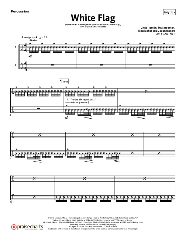 White Flag Percussion (Chris Tomlin / Passion)