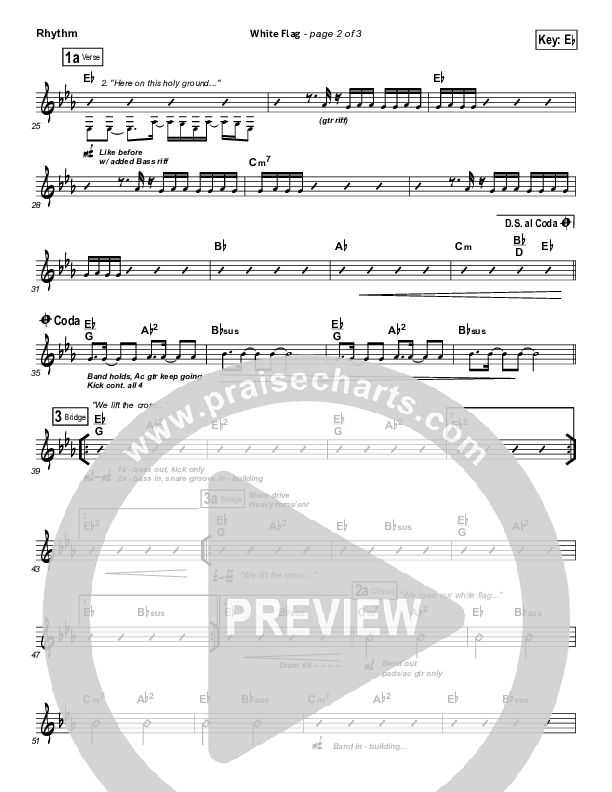White Flag Rhythm Chart (Chris Tomlin / Passion)