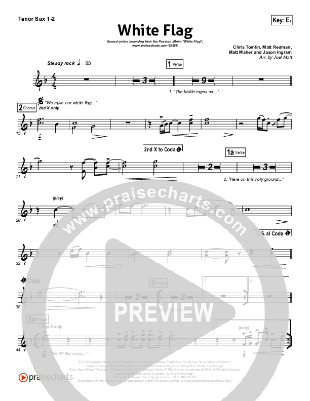 White Flag Tenor Sax 1/2 (Chris Tomlin / Passion)