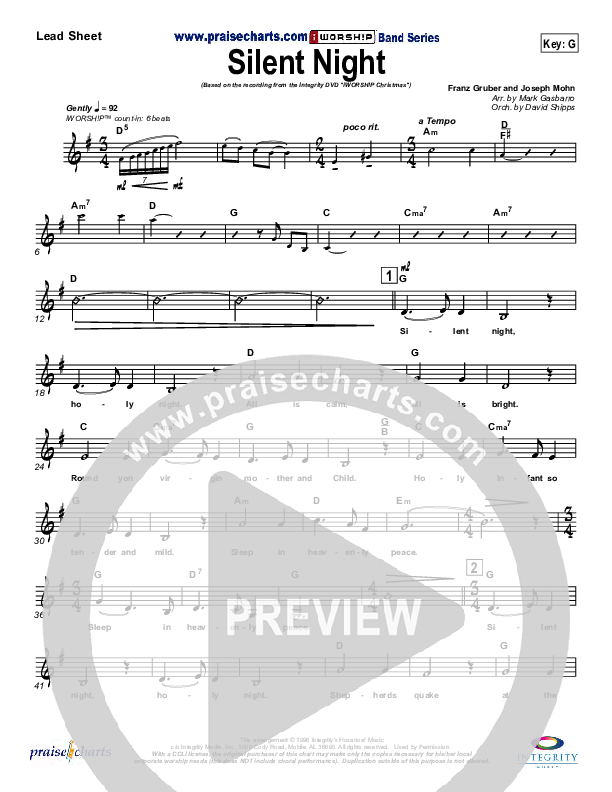 Silent Night Lead Sheet (Kelly Willard)