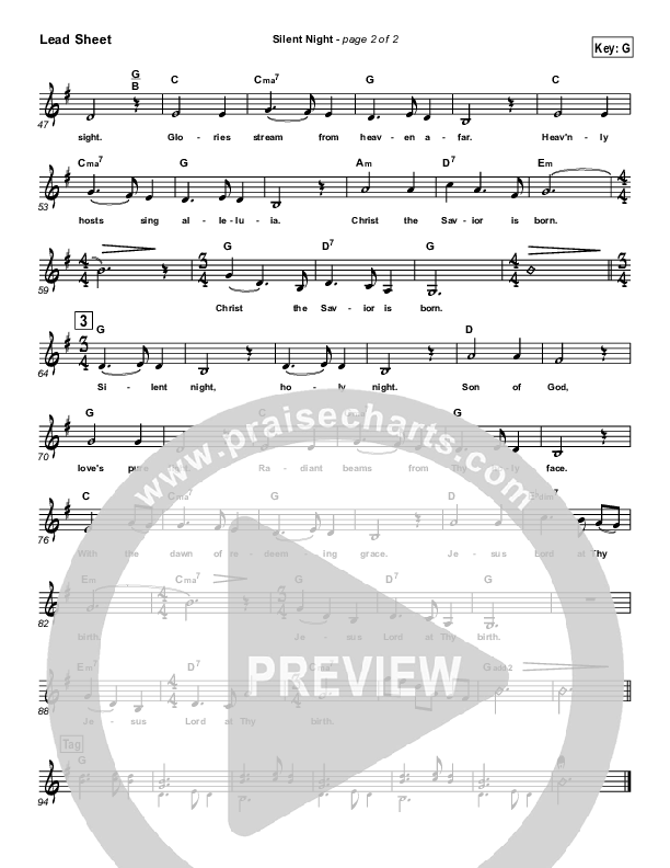 Silent Night Lead Sheet (SAT) (Kelly Willard)