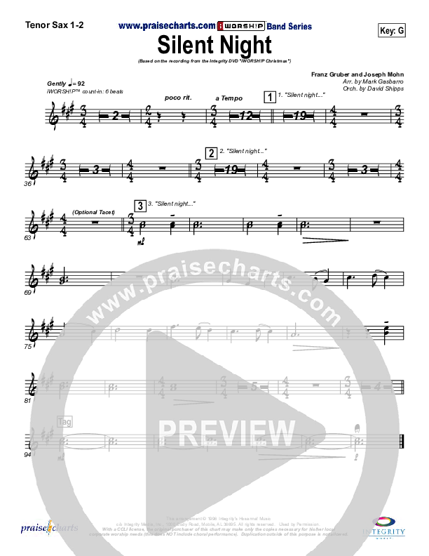 Silent Night Tenor Sax 1/2 (Kelly Willard)