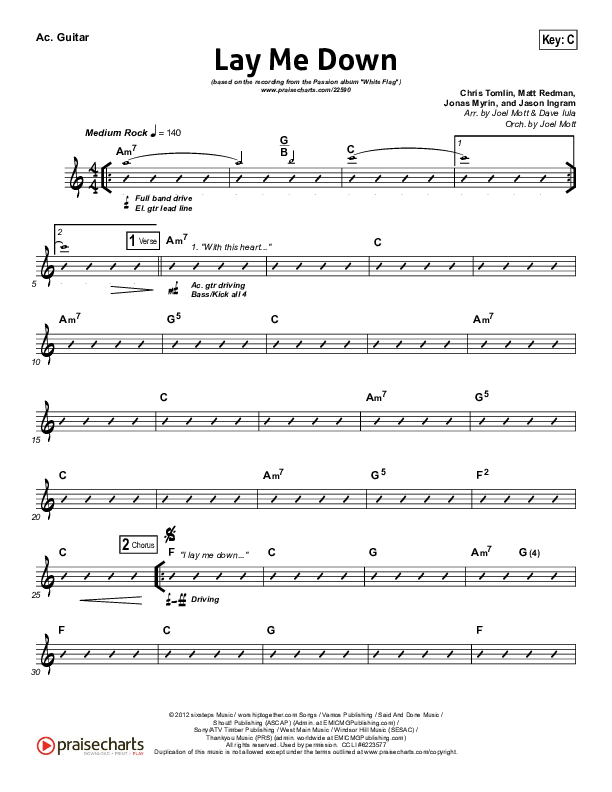 Lay Me Down Acoustic Guitar (Passion / Chris Tomlin / Matt Redman)