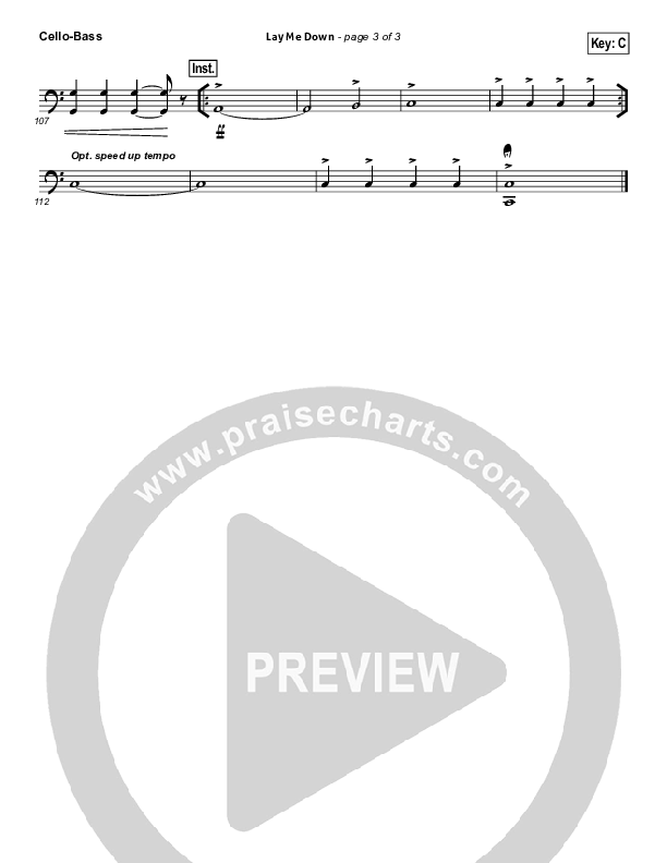 Lay Me Down Cello/Bass (Passion / Chris Tomlin / Matt Redman)