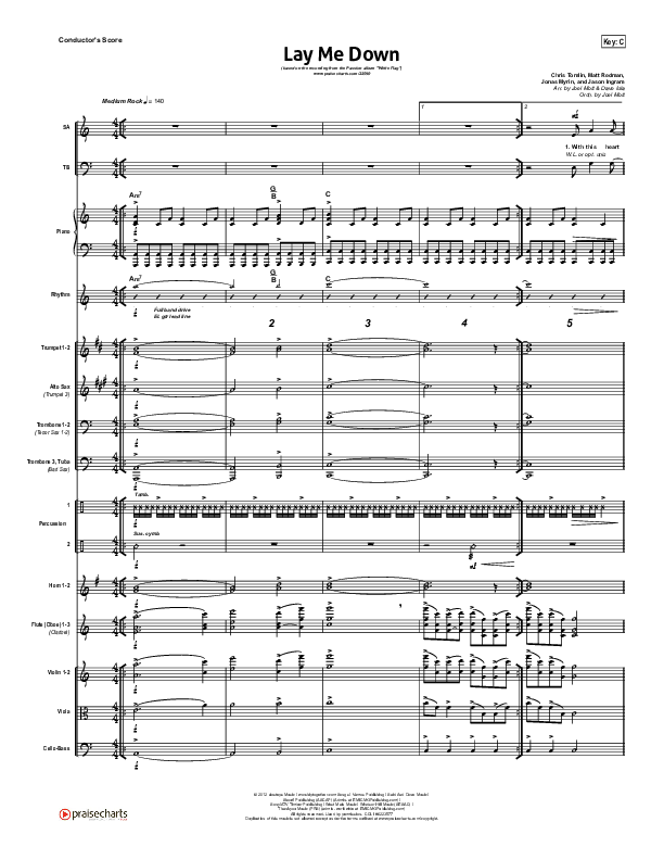 Lay Me Down Conductor's Score (Passion / Chris Tomlin / Matt Redman)