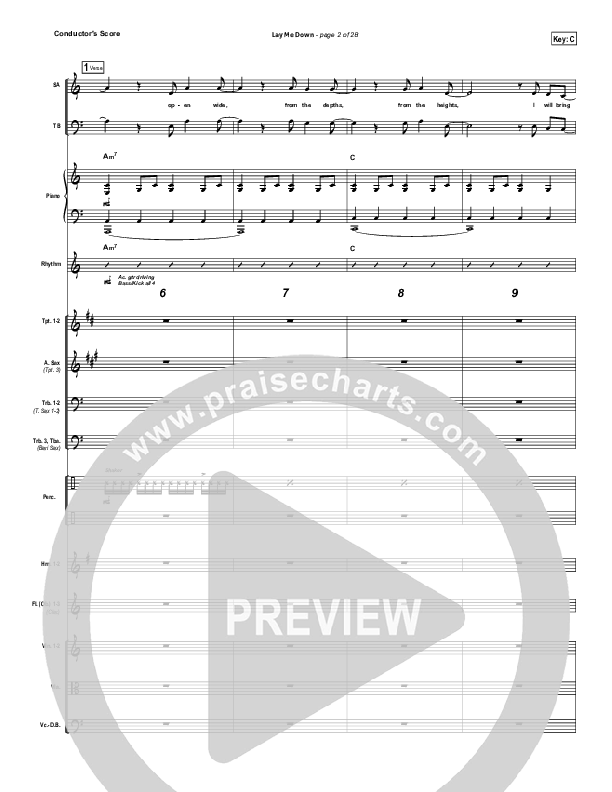 Lay Me Down Conductor's Score (Passion / Chris Tomlin / Matt Redman)