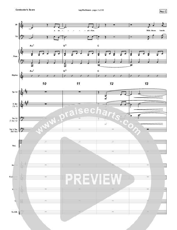 Lay Me Down Conductor's Score (Passion / Chris Tomlin / Matt Redman)