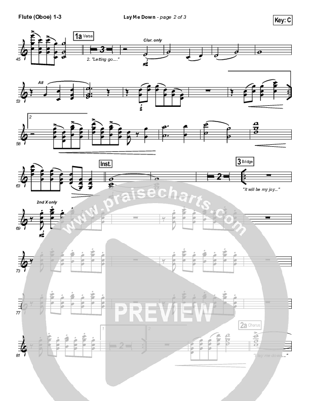 Lay Me Down Flute/Oboe 1/2/3 (Passion / Chris Tomlin / Matt Redman)