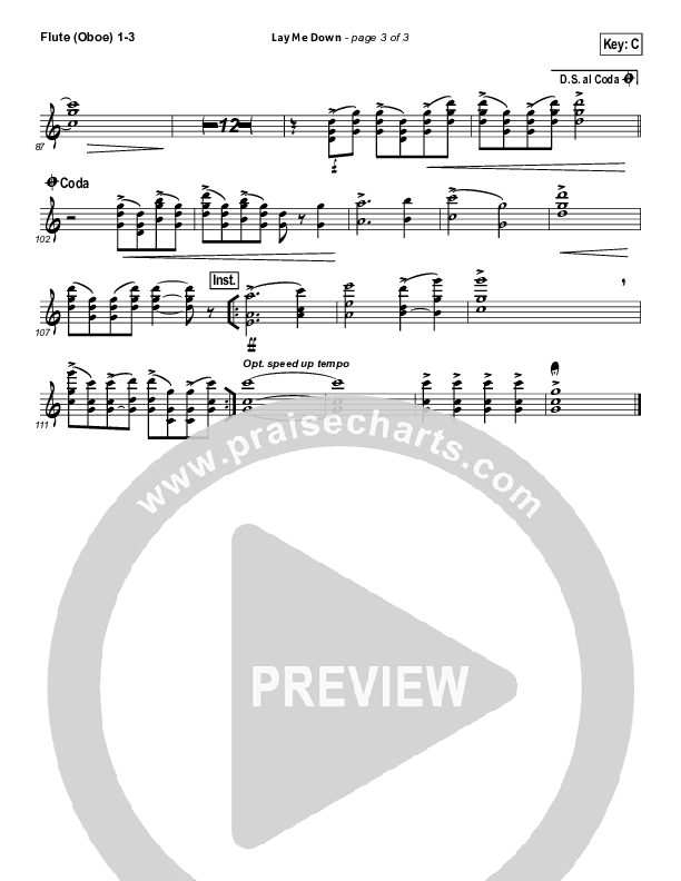 Lay Me Down Flute/Oboe 1/2/3 (Passion / Chris Tomlin / Matt Redman)
