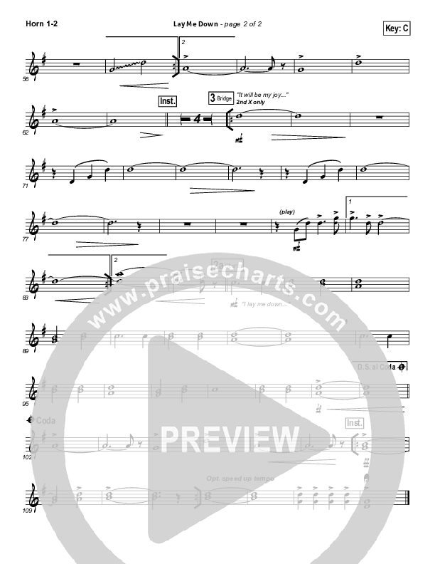 Lay Me Down French Horn 1/2 (Passion / Chris Tomlin / Matt Redman)