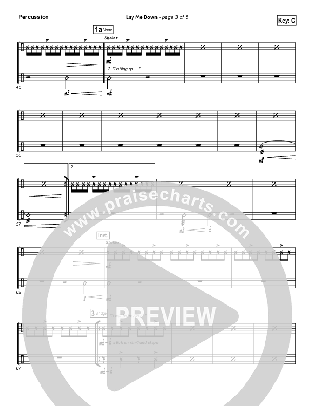 Lay Me Down Percussion (Passion / Chris Tomlin / Matt Redman)