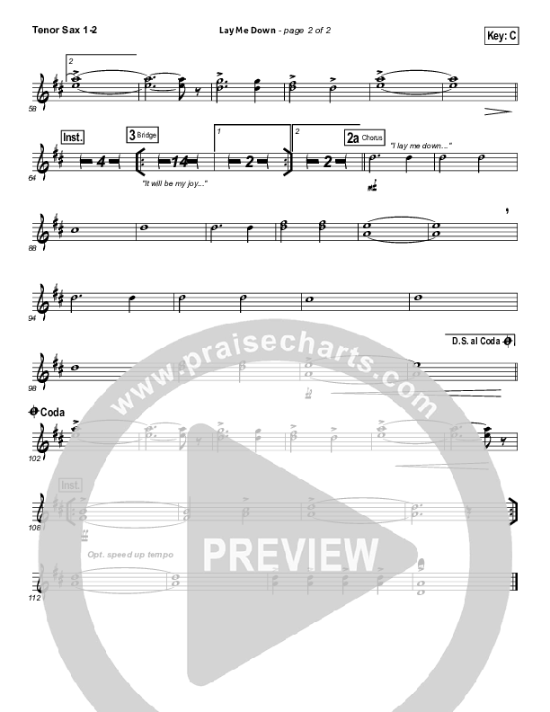Lay Me Down Tenor Sax 1/2 (Passion / Chris Tomlin / Matt Redman)