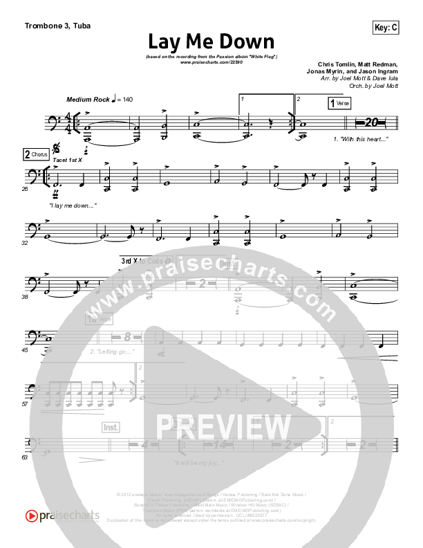 Lay Me Down Trombone 3/Tuba (Passion / Chris Tomlin / Matt Redman)