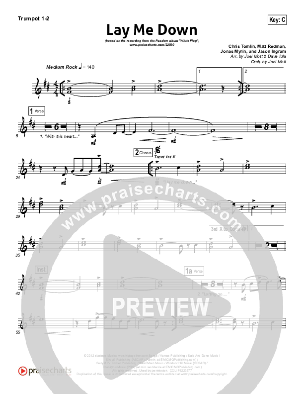 Lay Me Down Trumpet 1,2 (Passion / Chris Tomlin / Matt Redman)