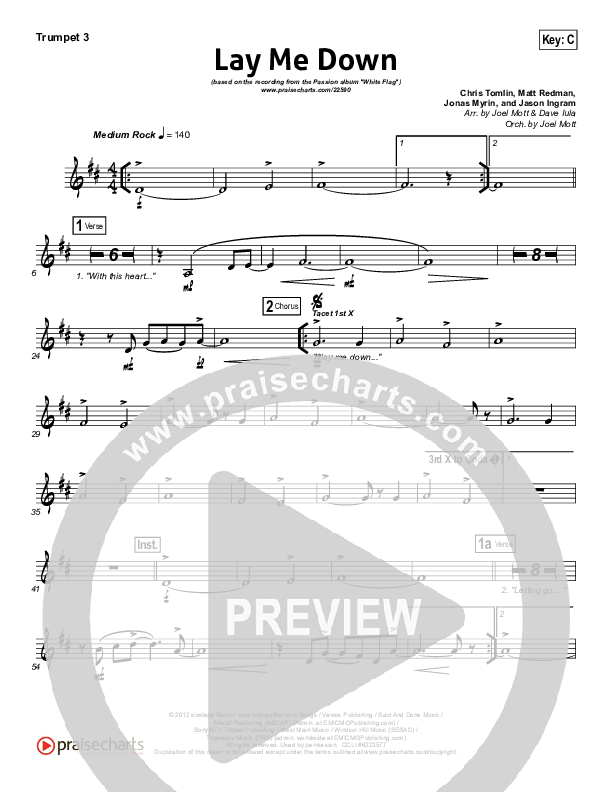Lay Me Down Trumpet 3 (Passion / Chris Tomlin / Matt Redman)