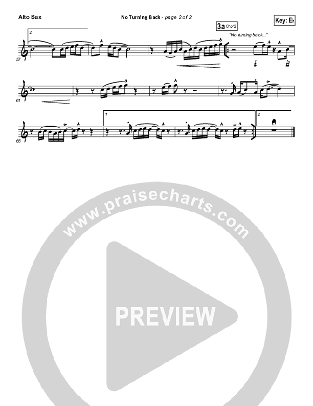 No Turning Back Alto Sax (Passion / Chris Tomlin)