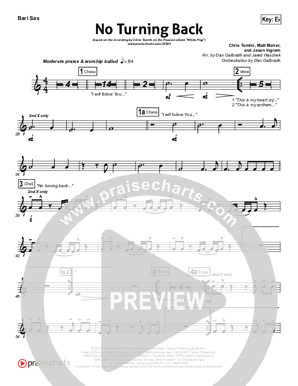No Turning Back Bari Sax (Passion / Chris Tomlin)