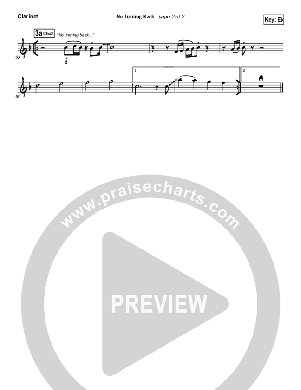 No Turning Back Clarinet (Passion / Chris Tomlin)