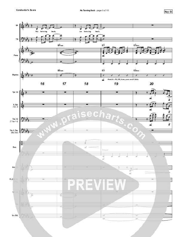 No Turning Back Conductor's Score (Passion / Chris Tomlin)