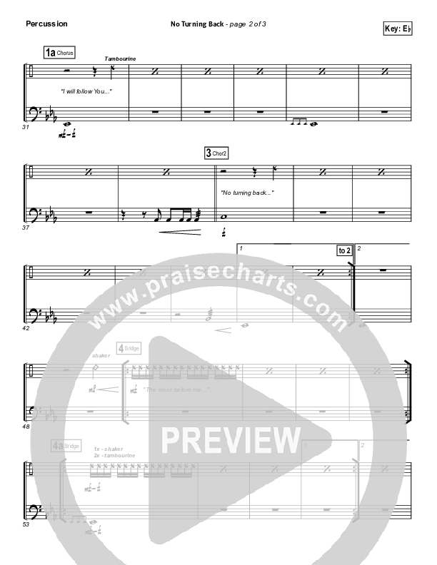 No Turning Back Percussion (Passion / Chris Tomlin)