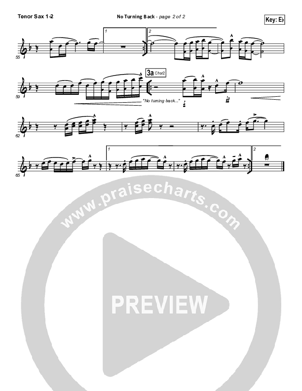 No Turning Back Tenor Sax 1/2 (Passion / Chris Tomlin)