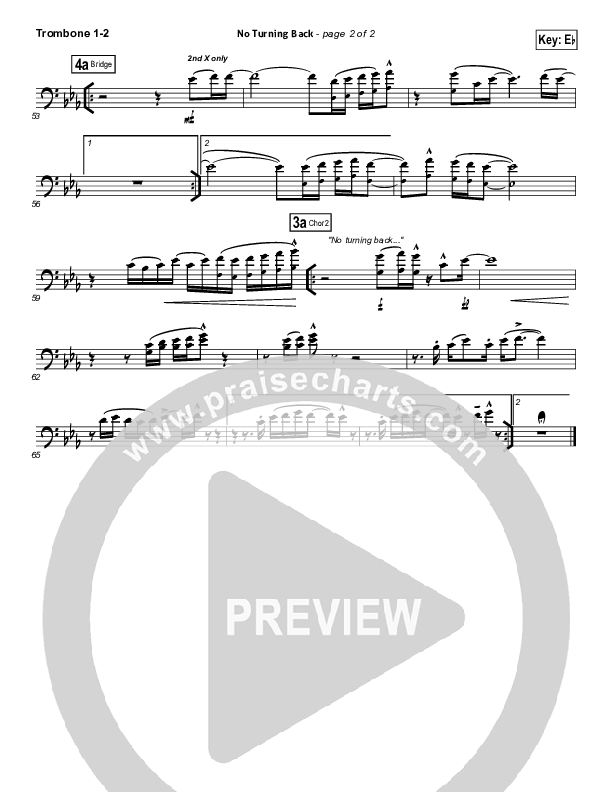 No Turning Back Trombone 1/2 (Passion / Chris Tomlin)