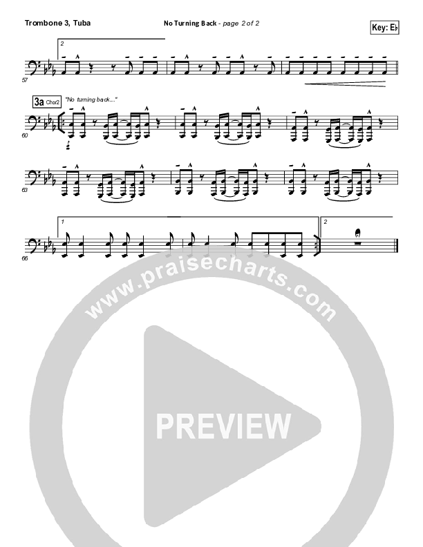 No Turning Back Trombone 3/Tuba (Passion / Chris Tomlin)