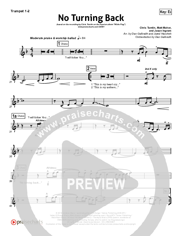 No Turning Back Brass Pack (Passion / Chris Tomlin)