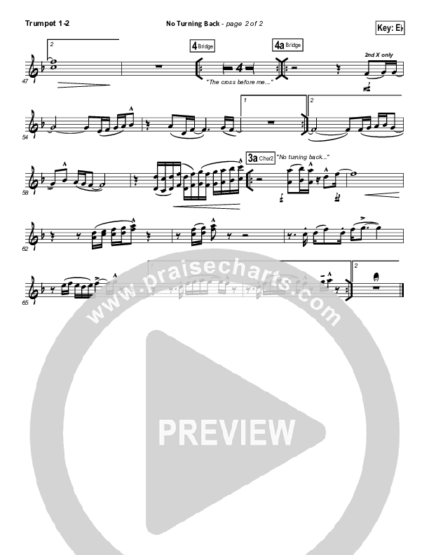 No Turning Back Trumpet 1,2 (Passion / Chris Tomlin)
