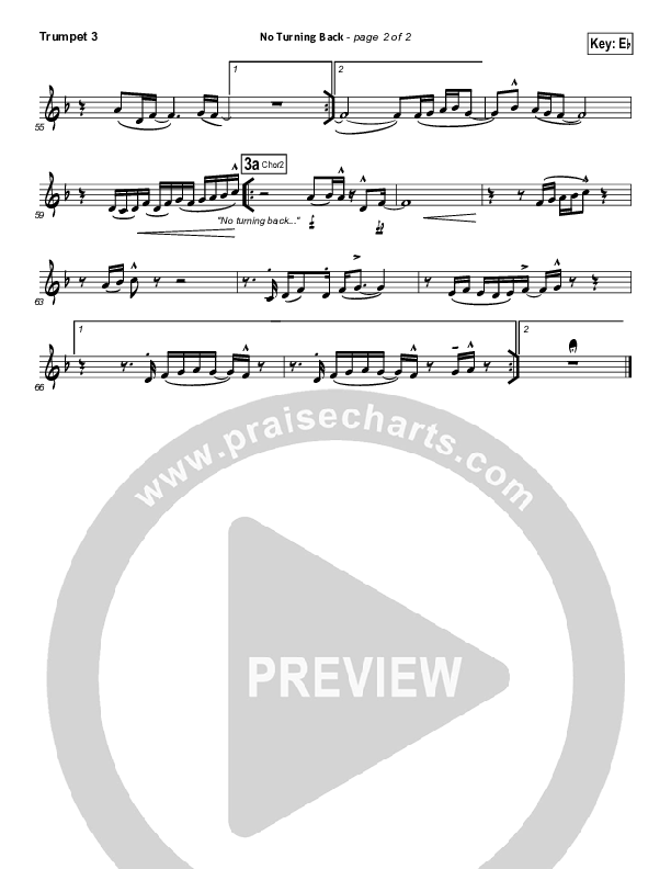 No Turning Back Trumpet 3 (Passion / Chris Tomlin)