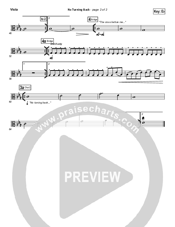 No Turning Back Viola (Passion / Chris Tomlin)