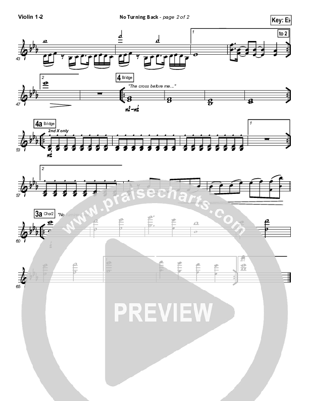 No Turning Back Violin 1/2 (Passion / Chris Tomlin)