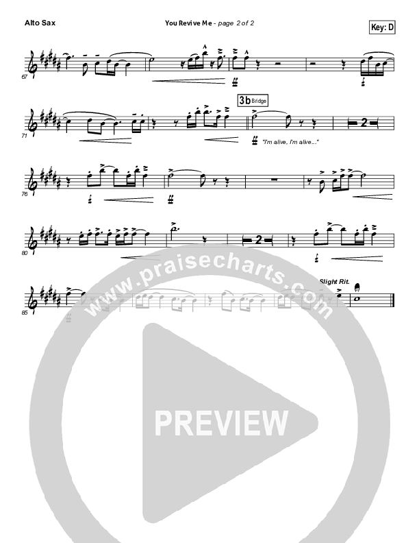 You Revive Me Alto Sax (Passion / Christy Nockels)