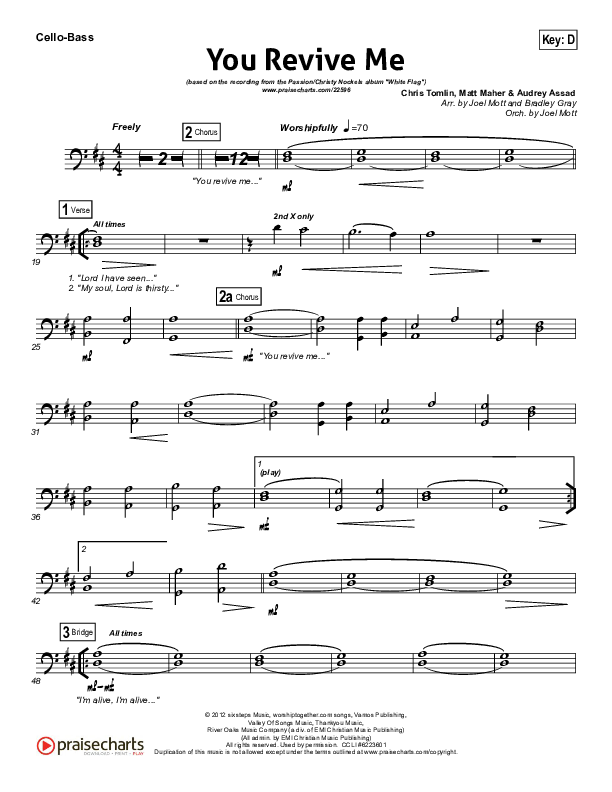 You Revive Me Cello/Bass (Passion / Christy Nockels)