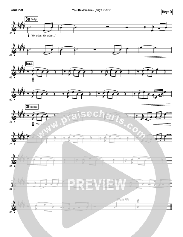 You Revive Me Clarinet (Passion / Christy Nockels)