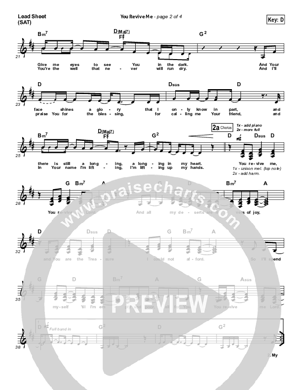 You Revive Me Lead Sheet (SAT) (Passion / Christy Nockels)