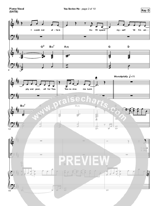 You Revive Me Piano/Vocal (SATB) (Passion / Christy Nockels)