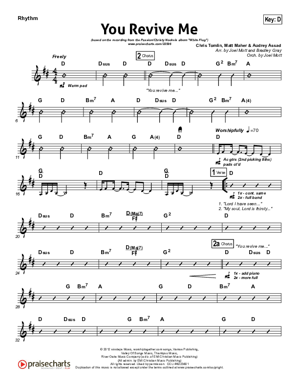 You Revive Me Rhythm Chart (Passion / Christy Nockels)
