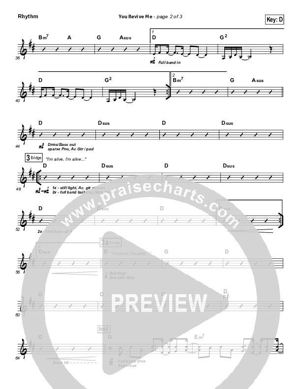 You Revive Me Rhythm Chart (Passion / Christy Nockels)