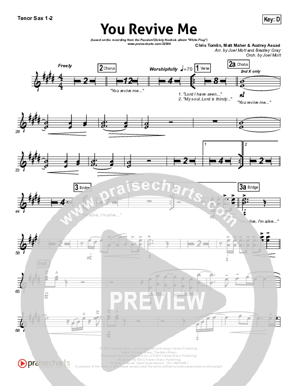 You Revive Me Tenor Sax 1/2 (Passion / Christy Nockels)