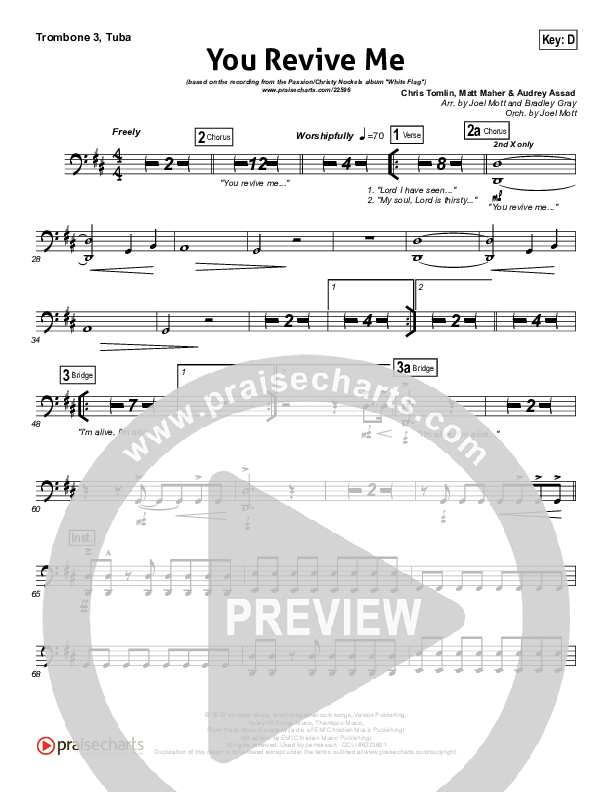 You Revive Me Trombone 3/Tuba (Passion / Christy Nockels)