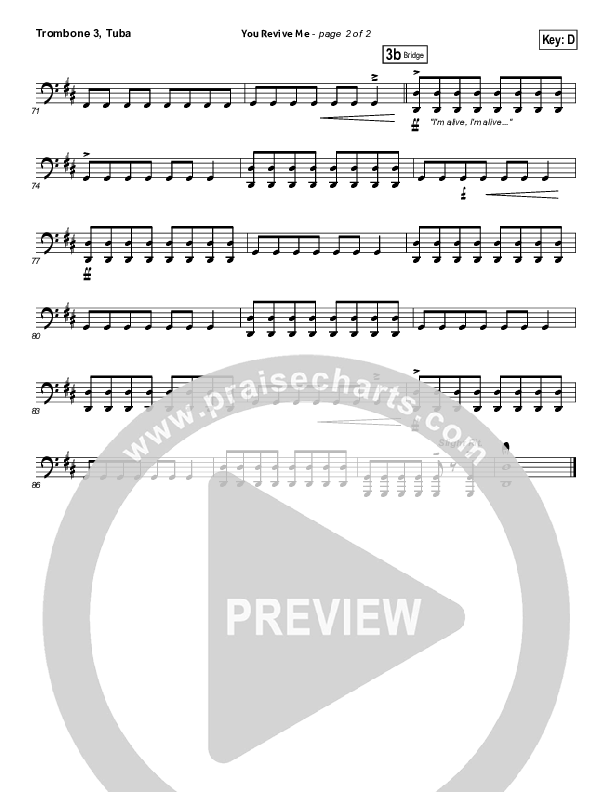 You Revive Me Trombone 3/Tuba (Passion / Christy Nockels)