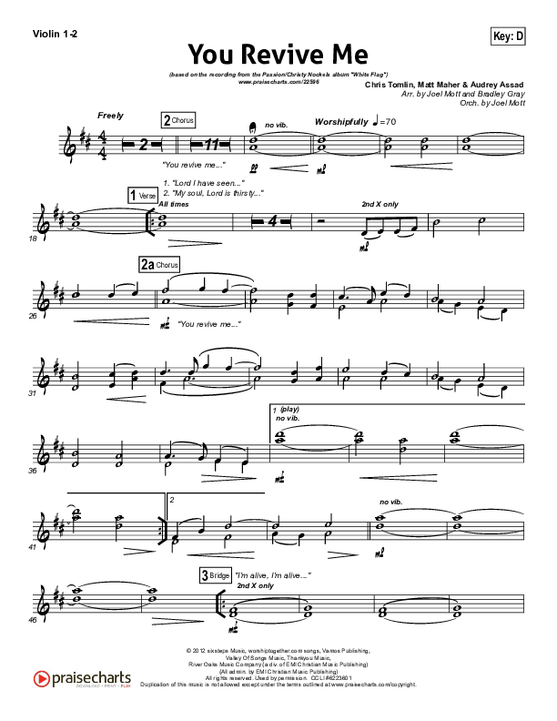 You Revive Me Violin 1/2 (Passion / Christy Nockels)